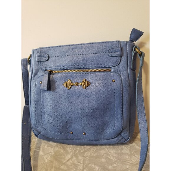 Blue Nica Shoulder Bag with Front Zipper Large Back Pocket Y2K - Picture 10 of 10